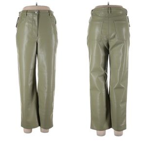 Wilfred Melina Cropped Vegan Leather Trousers Pants in Sage Frost size 12